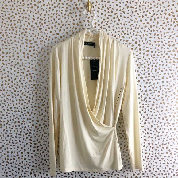 Lauren Ralph Lauren Tops - NWT Ralph Lauren Cream Wrap Top